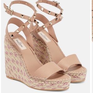 Valentino Rockstud Wedge Espadrills (37)